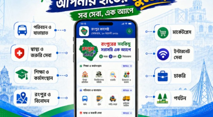 এক অ্যাপেই রংপুরের তথ্য-সেবা, উদ্যোগ রাবির দুই শিক্ষার্থীর